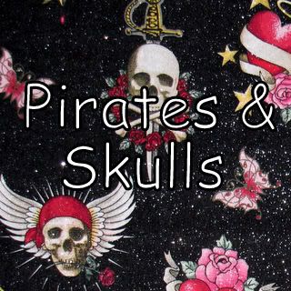 pirates skulls cotton fabric